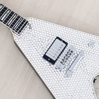 2011 Washburn Custom Shop Limited Edition Paul Stanley PSV 2200 Rhinestone Flying V, Near-Mint & Signed w/ Case, COA, Tags image 7