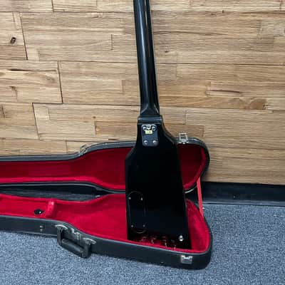 Hondo Alien Headless 4- string bass 1980's -Duke Copy  Black 30.5" scale  w/OHSC image 3