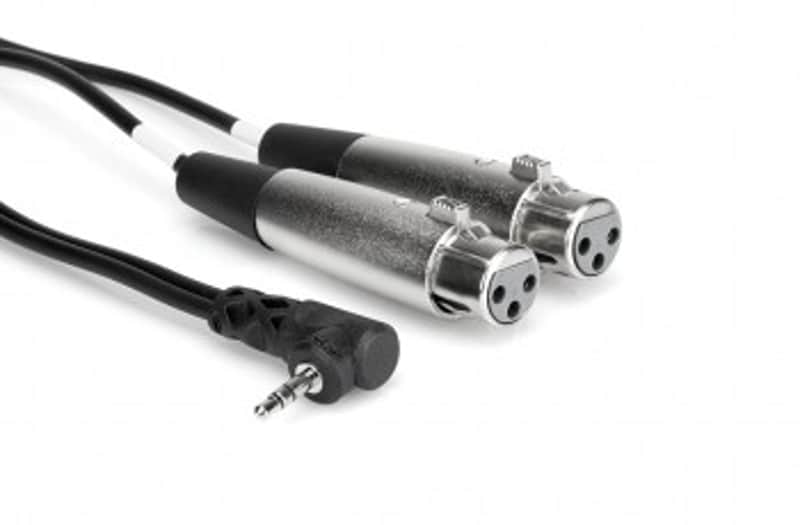 Hosa CYX-401F Camcorder Microphone Cable, Dual XLR3F to Right-angle 3.5 mm TRS, 1 ft Bild 1