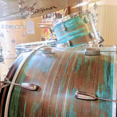 Q Drum Co. Copper 4pc Shell Pack Patina Drum Set image 4