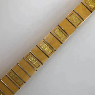 Yellow Maple Wood Strat Style Guitar Neck, 21 Frets Yellow Block Inlay Fretboard image 7
