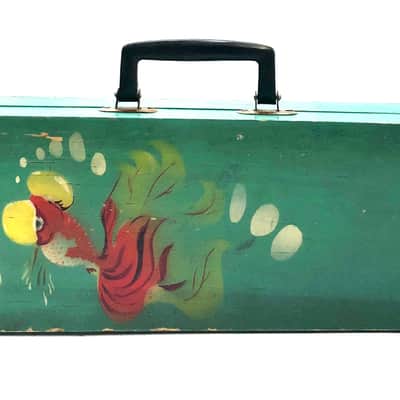 Vintage electric Benjo Bulbul tarang Indian circuitbent banjo The Chicken/Goldfish signature model 1960s Green image 2