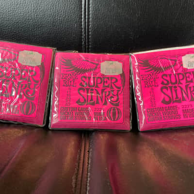 Set of 3x Vintage ( mid-90s)  Ernie Ball 2223 Super Slinky  9-42  Nickel Wound El Guitar String image 2