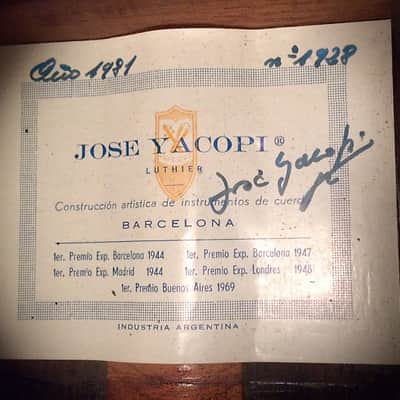 Jose Yacopi Classical  Accoustic Guitar 1981 Signed by luthier Natural Finish image 10