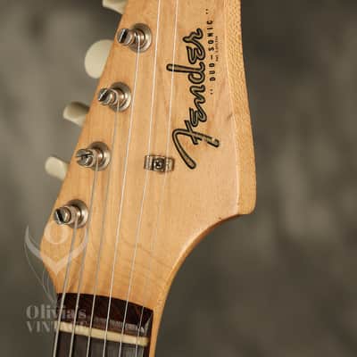 original 1962 Fender Duo-Sonic SLAB BOARD Shaded Sunburst/Maroonburst HANG TAG! image 7