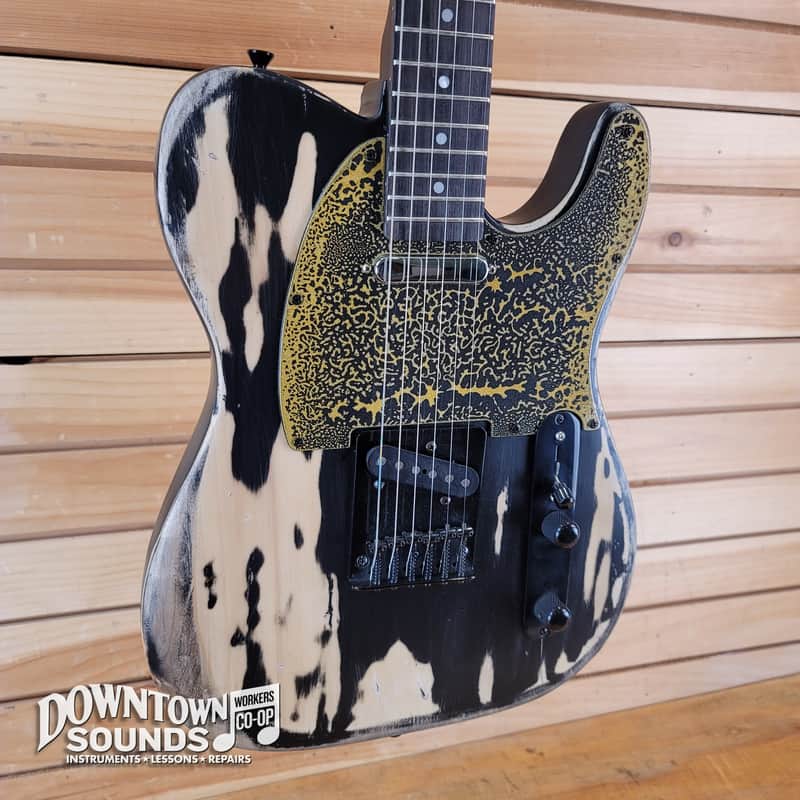 Homebrew "Fender" Telecaster Style Electric Guitar - Black Tiger Stripe Relic, 7lbs 5oz image 1