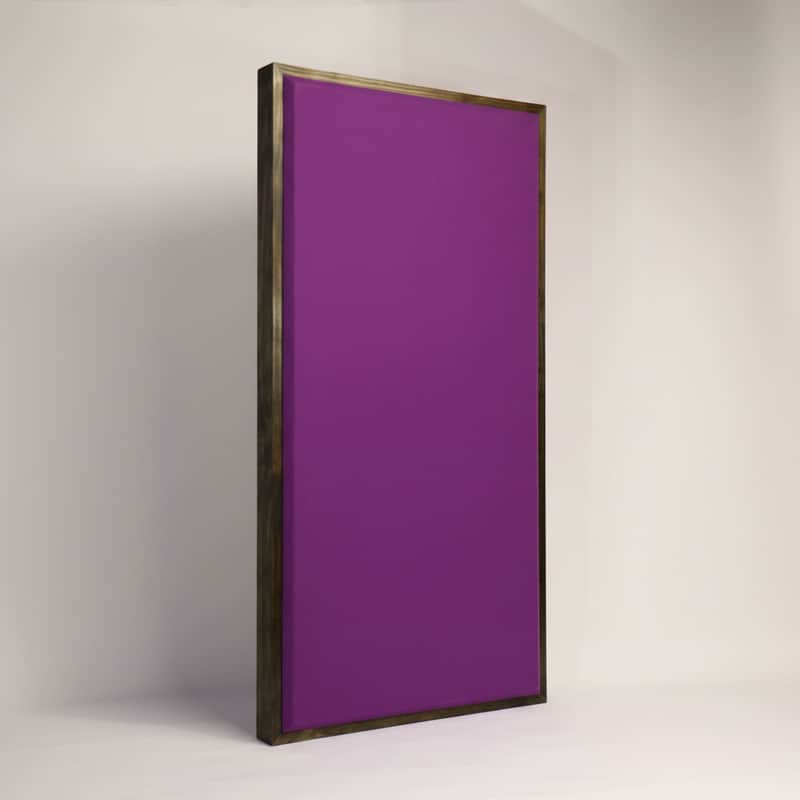 Custom Framed Acoustic Wall Panel | Grape Fabric & Walnut Wood Frame | Furniture-Quality Sound Absorbing Panel | Recording Studio, Home Studio, Mixing Room, Podcast Studio, Home Theater, Listening Room, Office & Vocal Booth | Made in USA image 1