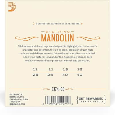 D'Addario EJ74-3D Mandolin Phosphor Bronze 11-40 Strings, X3 Set Offer image 3