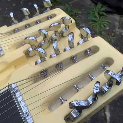 Canopus dual 8 double neck Console Lap steel guitar w case Cream white YSD8 image 16