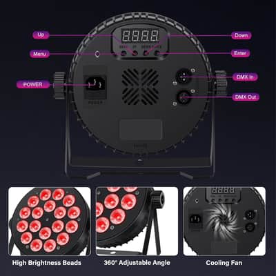 LED Par Lights DMX,90W RGBW 4IN1 LED Stage Par Lights Stage DJ Par Can Light Sound Activated Auto Play by Remote&DMX Control for Events Wedding Party DJ Stage Live Show 2 Pack image 2