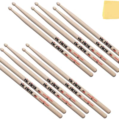 Vic Firth 2B American Classic Drum Sticks - 6 Pairs with Austin Bazaar Polishing Cloth image 1
