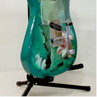 Bullfighter D133 - TL Series Electric Guitar - Lotus/Dark Green Color with Flower Graphic image 6
