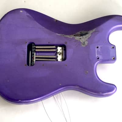 Lefty Vintage Fender “Super Heavy Relic” Hendrix Strat Solid Guitar Body Custom Purple Metallic 4.8 lb Alder image 13