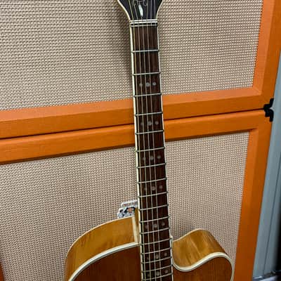 Vintage 1959 Hofner President Natural Blonde Acoustic Guitar Figured Maple Back image 8