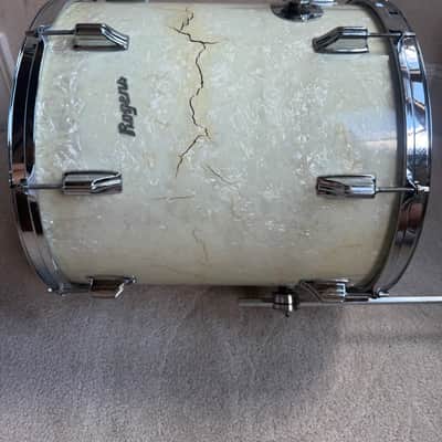 Rogers Vintage Swivo era Dayton Holiday Floor Tom Drum 16” x 16” WMP 60s - White Marine Pearl image 24