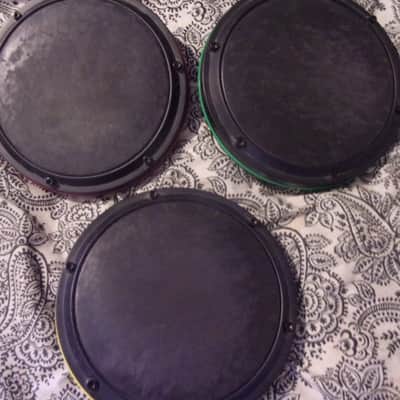 Lot of 3 Rock Band Electronic eDrums 8" Single Zone Snare Tom Pads 1/4" input many stick marks fits Alesis & Ion  NO Mount or Arm image 1