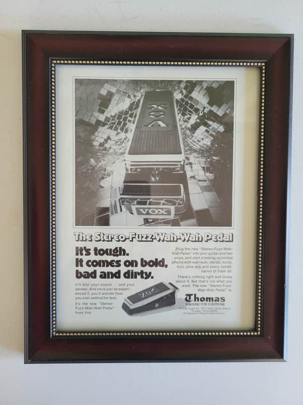 1975 Vox Promotional Ad Framed Vox Fuzz-Wah-Wah Pedal RARE image 1
