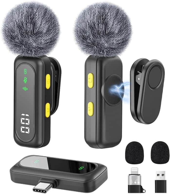 Wireless Lavalier Microphone for iPhone Mini Mic Android/Tablet/PC Video Recording Clip-on Mics with Rotatable Clip Recording, Ideal for Vlog Tiktok Youtube Podcast Content Creator image 1
