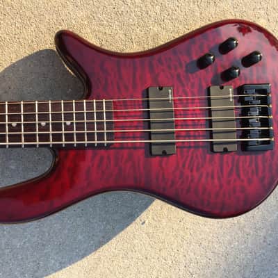Spector Q5 Pro 5 String Bass guitar active preamp EMG quilt maple GORGEOUS quilt maple top image 7