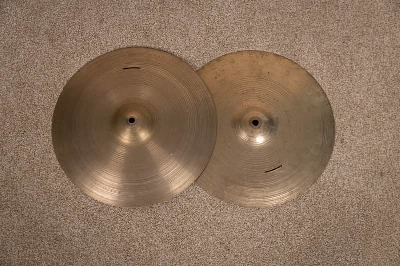 Vintage Zildjian 14" Thin Hi Hat Cymbals 706g 729g image 1