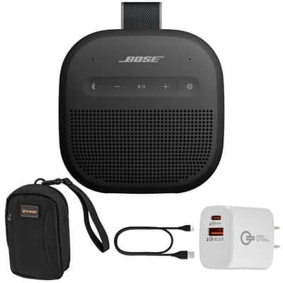 Bose SoundLink Micro 2nd Gen Bluetooth Speaker, Black + Case + 20W Wall Charger image 1