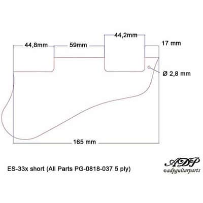 Plaque Pickguard style Gibson ES-335-45-55 Short Black 5ply Humbucker PG0818-037 image 4