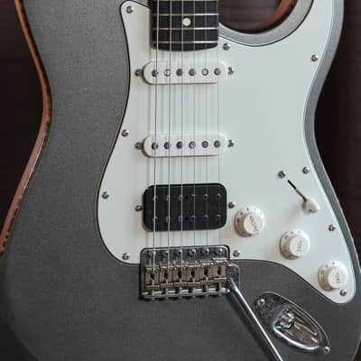 Custom Metallic Grey Strat Style HSS. Genuine Mahogany & Flame Maple Binding. image 6