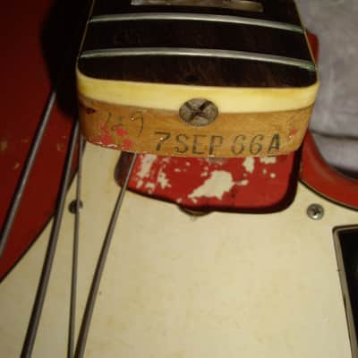 Fender Jazz Bass 1966 - Fiesta Red Matching Headstock image 16