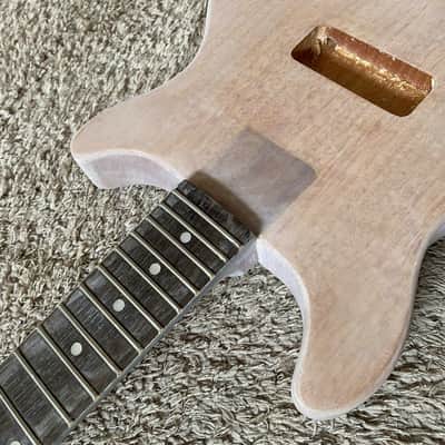 Mahogany Wood Double Cutaway Guitar Body with Neck, Rosewood Fingerboard image 3