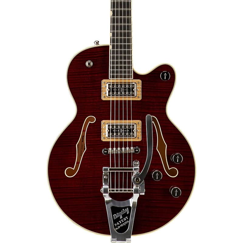 Gretsch Guitars G6659TFM Players Edition Broadkaster Jr. Center Block Bigsby Semi-Hollow Electric Guitar Regular Dark Cherry Stain image 1