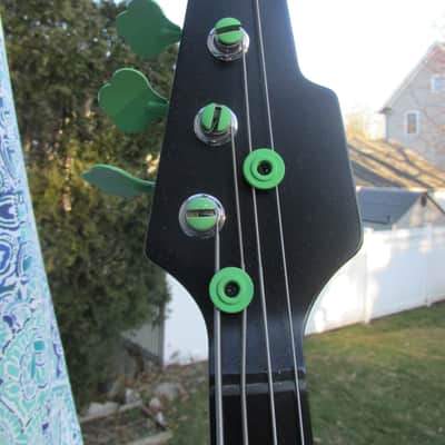 Washburn M10  Bass guitar 2003 Flat Black Steele Green Trim Type O Negative image 6