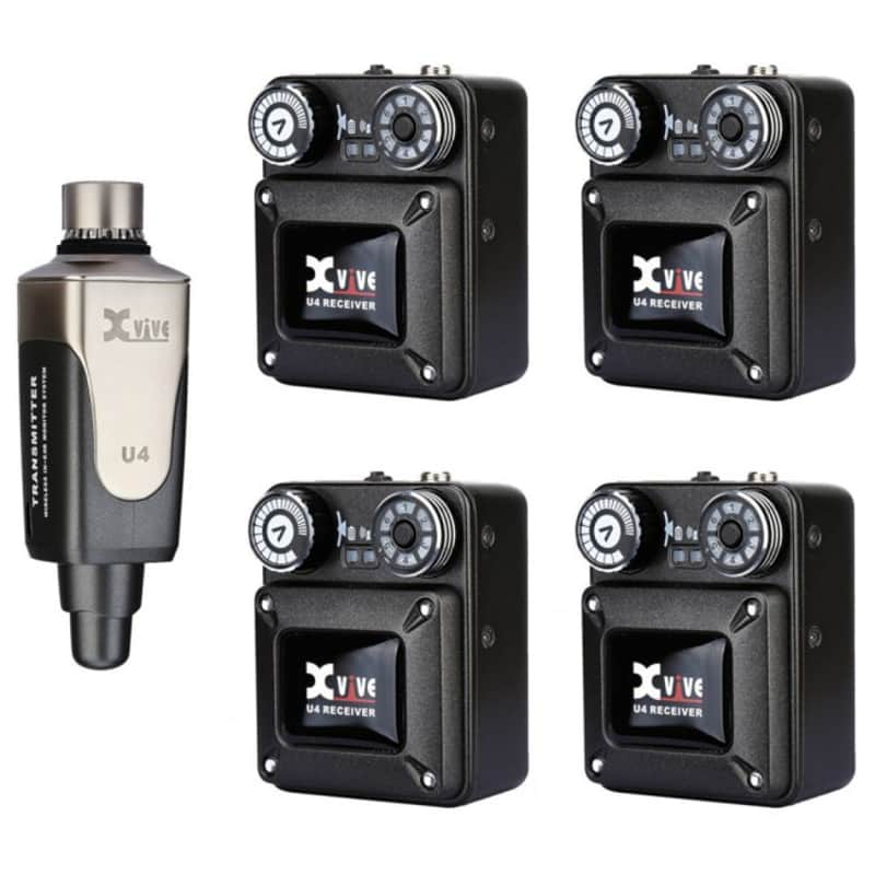XVIVE U4 SET R4 In-Ear Monitor Wireless System Bundle (1xTransmitter + 4x Receiver) image 1