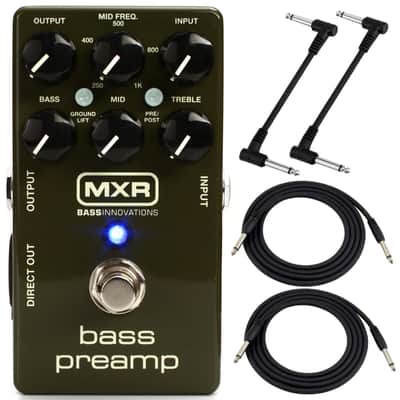 MXR M81 Bass Guitar Preamp Pedal with 3-Band EQ, Cable Bundle image 1
