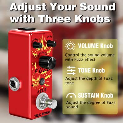Classic Fuzz Guitar Pedal Vintage Fuzz Mini Guitar Effects Pedal Traditional Fuzz Effect, Plump and Rich Tone,Guitar Effects Pedal True Bypass image 3