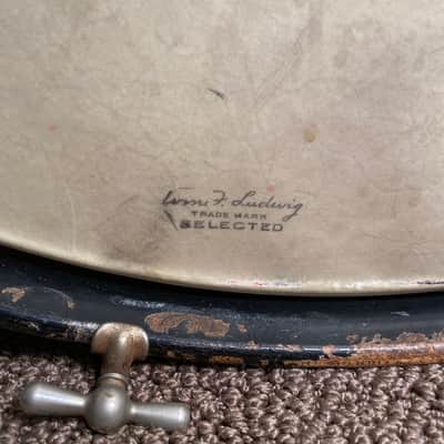 Early 1920s Ludwig  Marching Bass Drum 14x28 in Blue and Gold Duco image 13