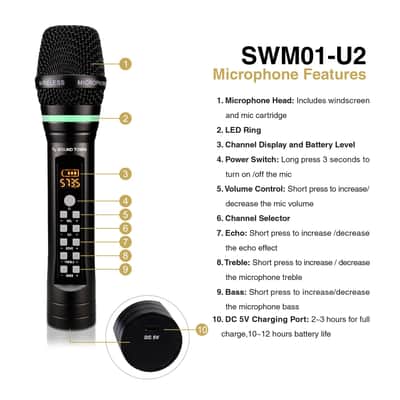CARPO-L2SWM01 | Portable PA/DJ System w/ 12" Powered Subwoofer, 8 x 3" Column Speaker and Two UHF Wireless Microphones image 13