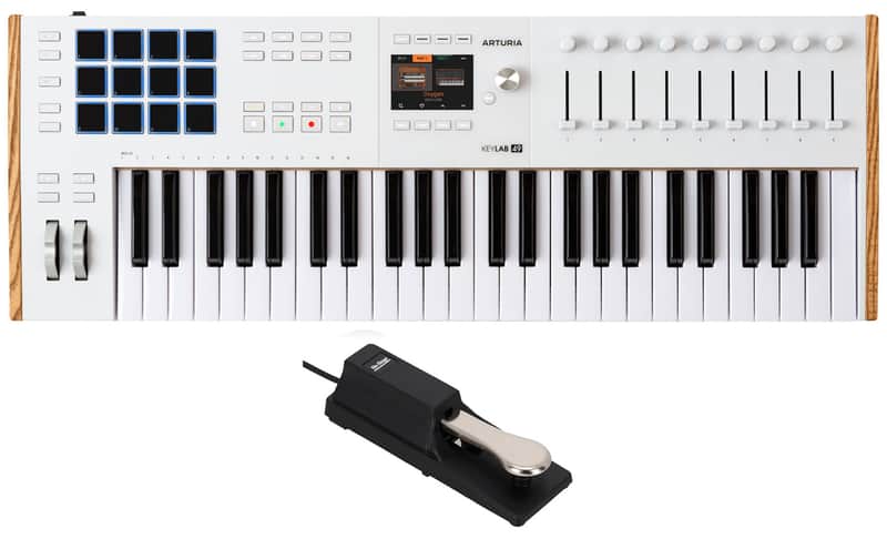Arturia KEYLAB 49-Key Mk3 White USB Midi Keyboard Controller+Sustain Pedal image 1