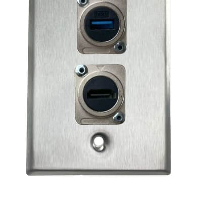 Stainless PROCRAFT SPL-2X-ST-VAR 1 Gang Stainless Pro Audio Installation Wall Plate Loaded, Made in the USA-USB Feed-Thru / HDMI Feed-Thru image 1