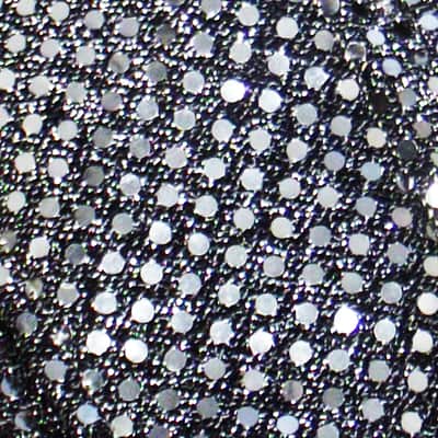 Silver and Black Sequins Sparkling Guitar Strap Artisan Handmade Black Duchess Satin Back Lining image 3