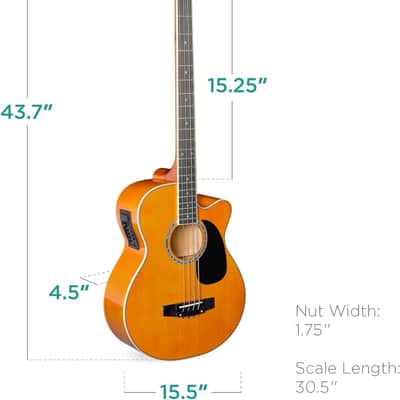 Full Size 4 String Acoustic Electric Bass Guitar Fretted Bass Guitar with Gig Bag image 2