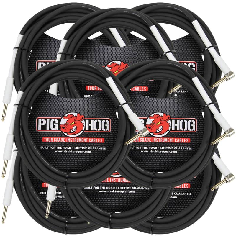 8 Pack Pig Hog PH186R Right Angle 8mm 18.5FT 1/4"-1/4"  Inst Cable Lifetime Warranty! image 1