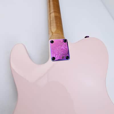 Stainless Steel Engraved Electric Guitar Neck Plate 4-Bolt Square Neck Joint Plate Joint Reinforce Board for Strat ST Telecaster Tele Bass Electric Guitar Parts Replacement (Purple) image 4
