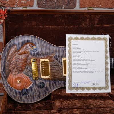 PRS Private Stock#6702 Custom 22 Quilted Maple Top with Floyd Sholz Hand Carved “Red Tail Hawk” in Satin Purple Mist 2018 w/OHSC image 12