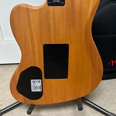 Fender American Acoustasonic Jazzmaster Acoustic Electric Guitar All-Mahogany - Bourbon Burst image 4