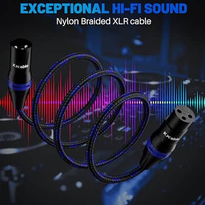 XLR Microphone Cable 4 Feet (2 Pack, Multi Colored), 3 Pin Shielded Balanced Male to Female Mic Patch Cord, Nylon Braided, Zinc Alloy Shells, OFC, for Amplifier, Speaker, Mixer with 5 Cable Ties image 3