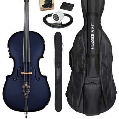 Glasser Carbon Composite Acoustic Electric 5-String Cello Outfit 4/4 Size 2020s Blue image 1