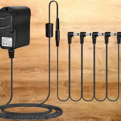 9V DC 0.5A Guitar Pedal Power Supply Adapter with 5 Way Daisy Chain Pedal Cables, 9V DC 500mA Tip Negative 5 Way Daisy Chain Cables for Guitar Effect Pedal image 1