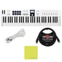 Arturia KeyLab Essential 61 mk3 MIDI Controller Bundle w/ Pig Hog Solutions PMID06 6ft MIDI Cable, USB Cable & Liquid Audio Polishing Cloth (White)