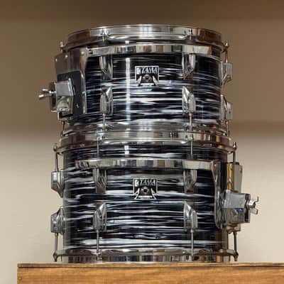 1980's Tama Superstar Black Oyster 8x12 9x13 10x14 16x16 16x18 14x24 Drum Kit Re-Wrap image 21