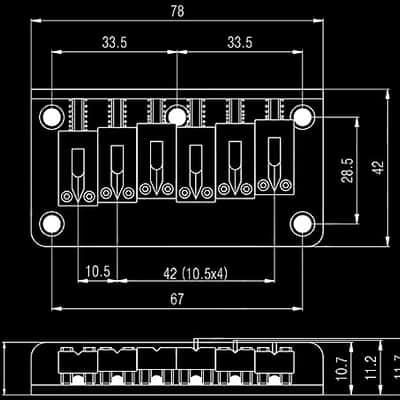 Guitar Parts 6 Saddle HARDTAIL BRIDGE - Top Load - CHROME image 3